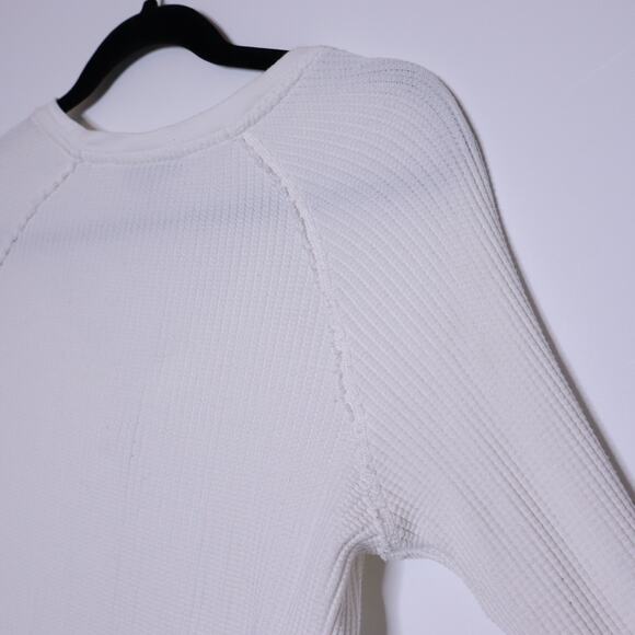 THE RANGE Boyfriend Henley Top White Waffle Knit Long Sleeves Casual Women's S - Picture 11 of 14